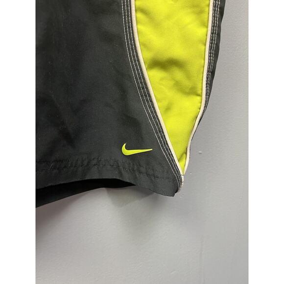 Nike Board Shorts Swim Trunks Mens size Large Black Yellow Drawstring Lined - Picture 7 of 7
